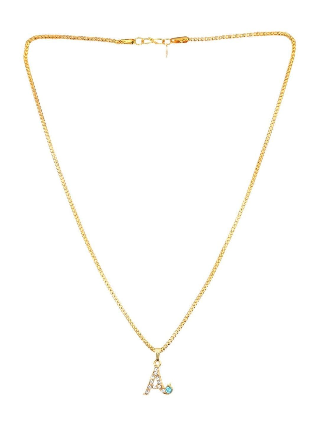 Accessoo Unisex Stainless Steel Crystals Studded A Shaped Pendant With Chain - view 1