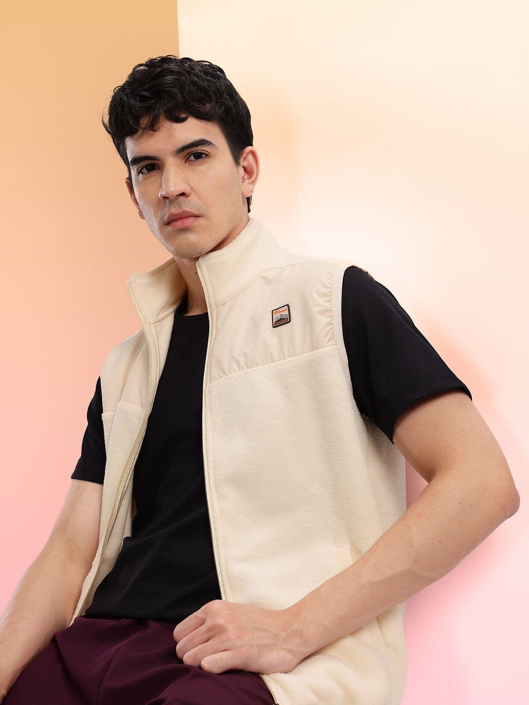 HRX by Hrithik Roshan Mock Collar Sleeveless Front-Open Outdoor Sweatshirt - view 1