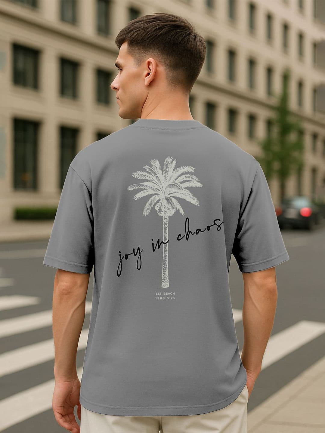 NOBERO Men Graphic Printed Round Neck Cotton Oversized T-shirt - view 1