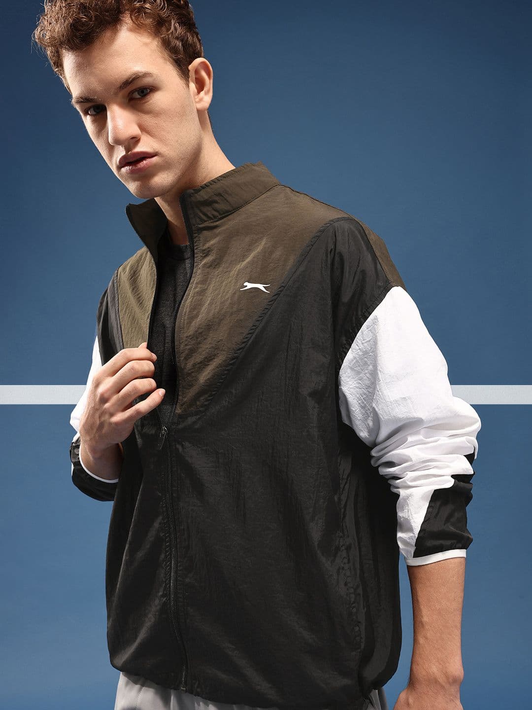 Slazenger Mock Collar Colourblocked Sporty Oversized Jacket - view 1