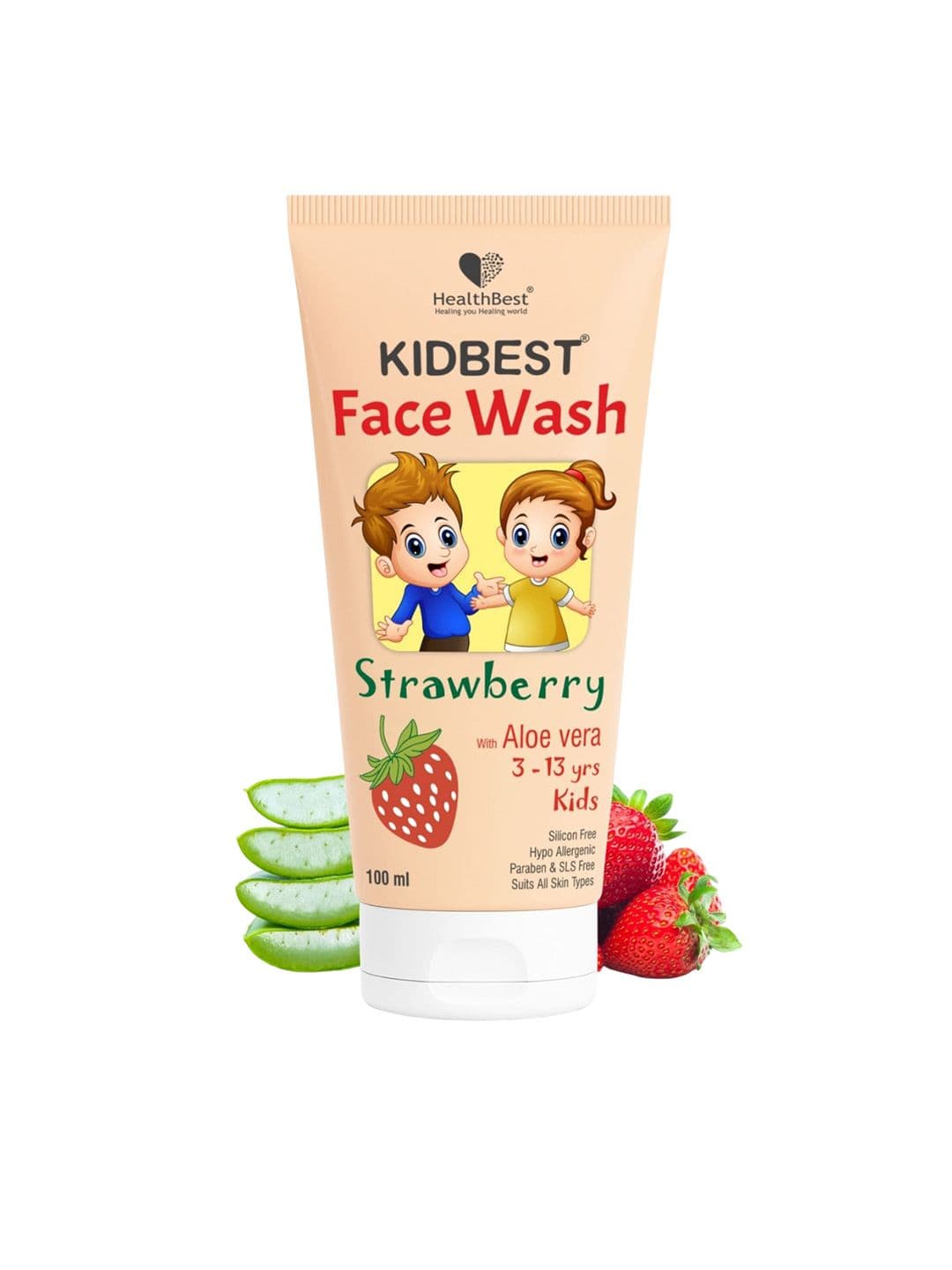 HealthBest Kids Face Wash With Organic Strawberry Non Toxic & Safe Tear-Free - 100ml - view 1
