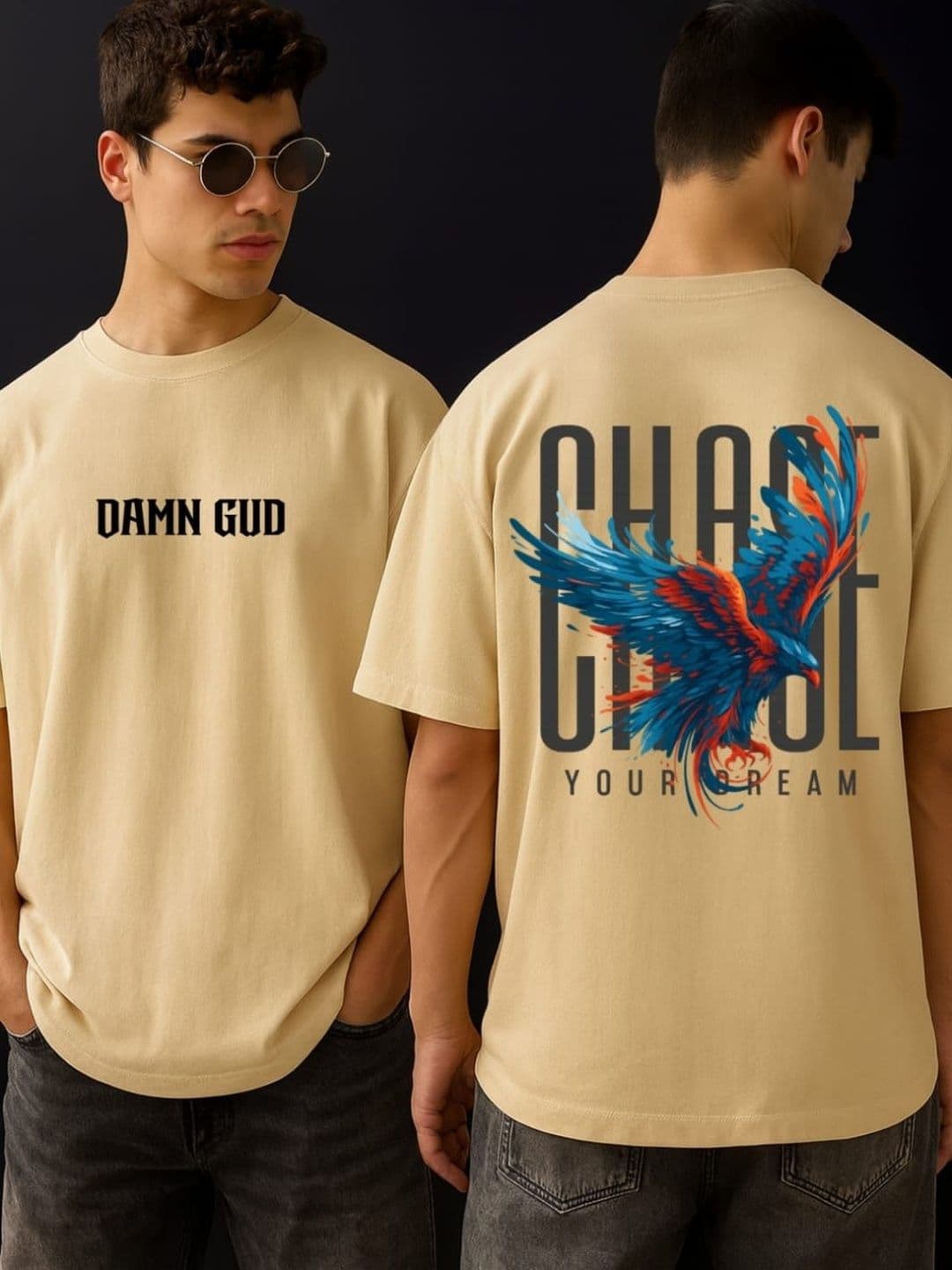 DAMN GUD DG Men Graphic Printed Drop Shoulder Oversized T-Shirt - view 1