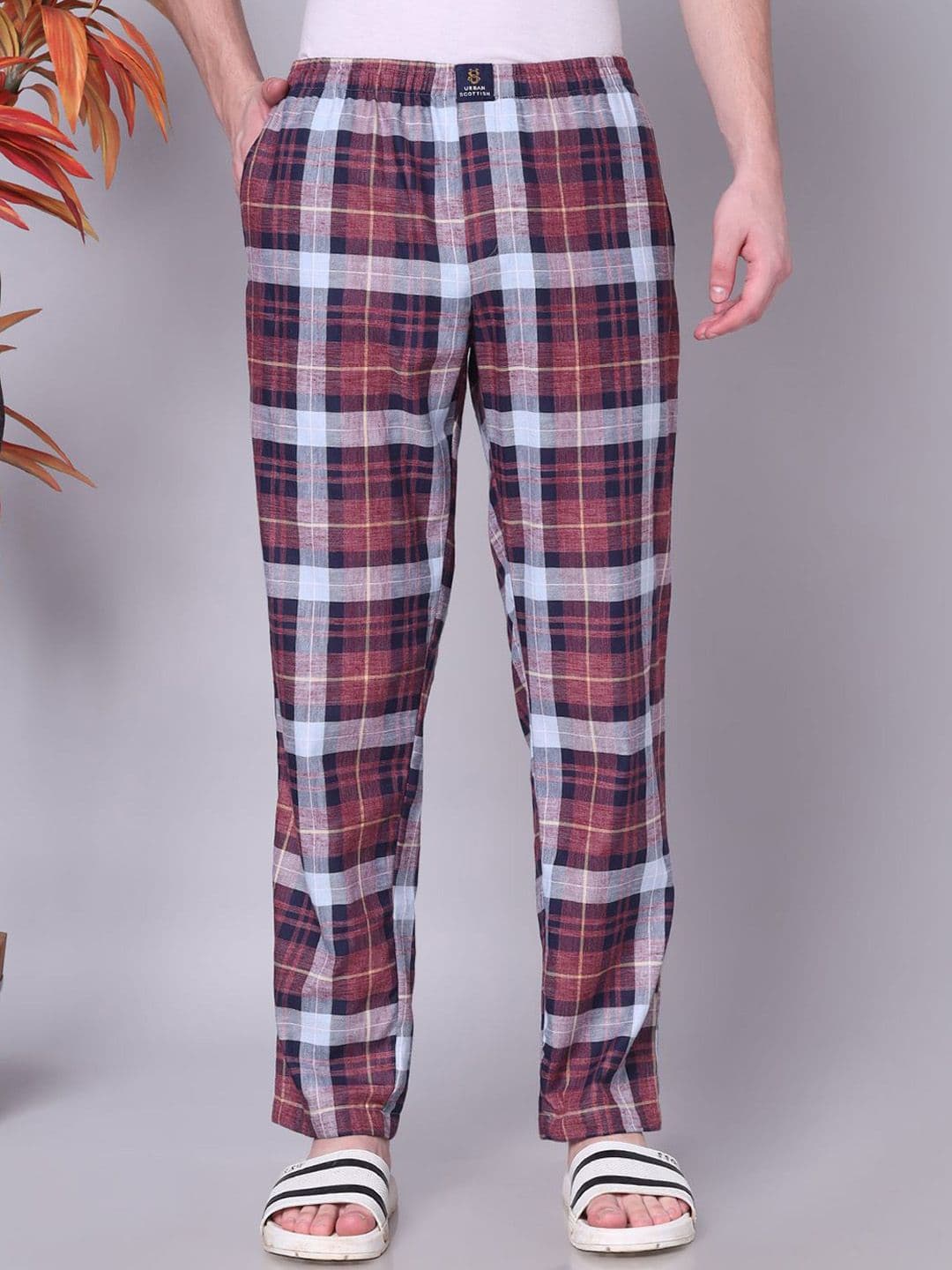 URBAN SCOTTISH Men Checked Pure Cotton Lounge Pants - view 1