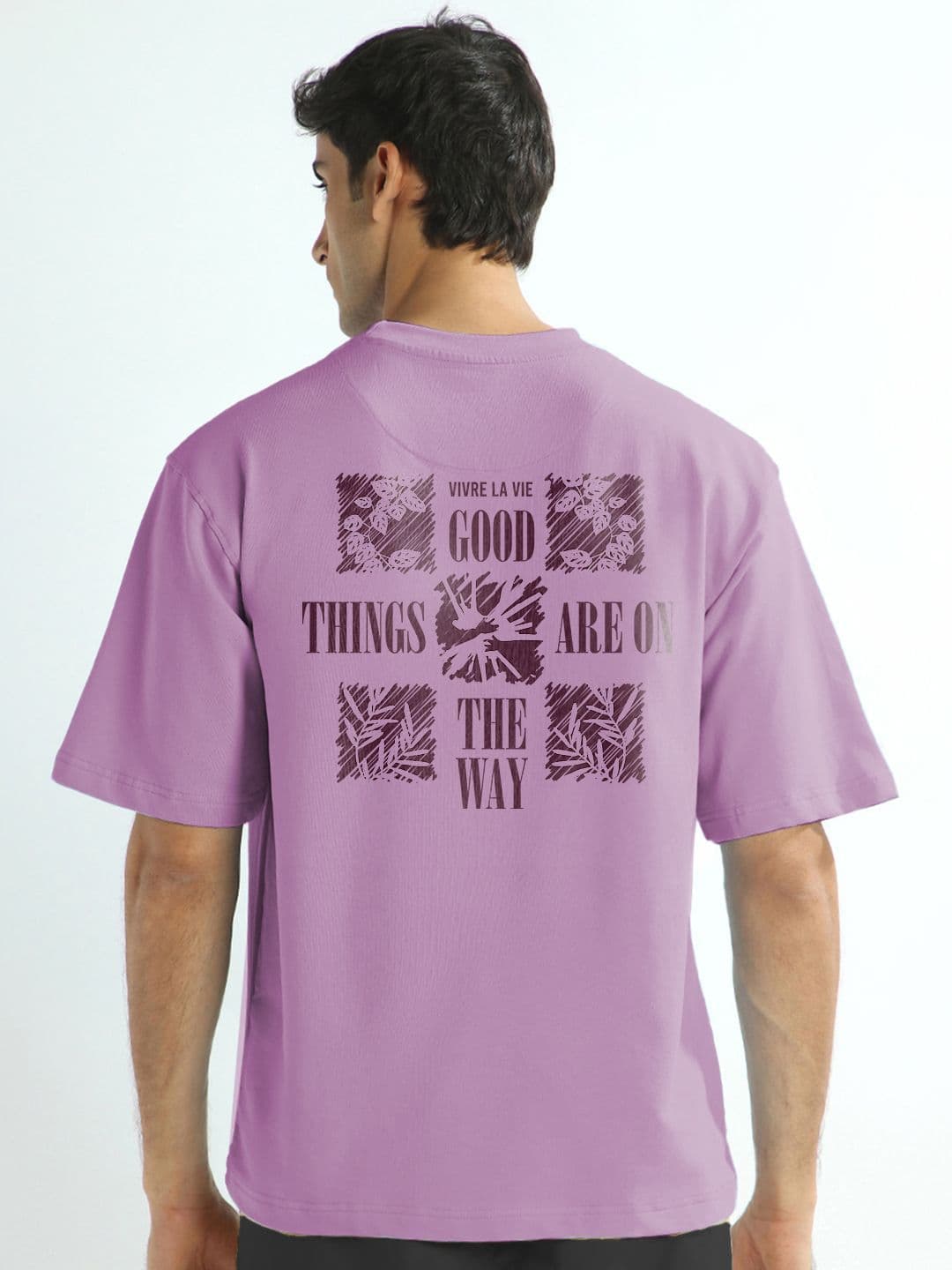 NOBERO Graphic Printed Drop-Shoulder Sleeves Pure Cotton Oversized T-shirt - view 1