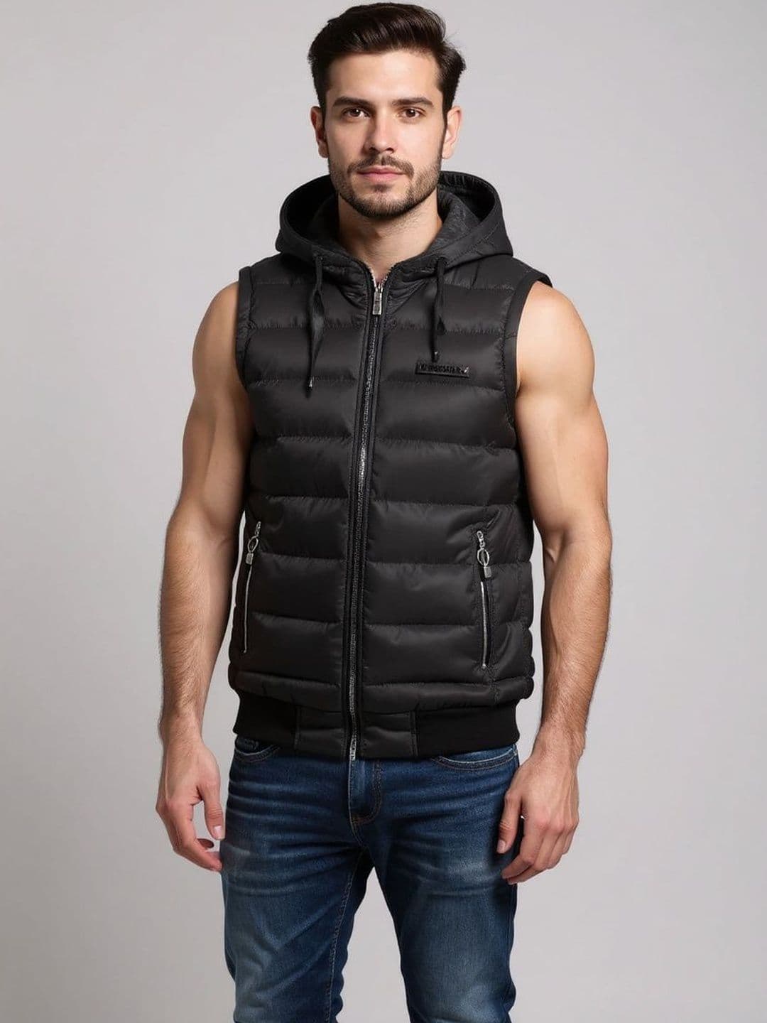 HERE&NOW Men Hooded Sleeveless Insulator Padded Jacket - view 1