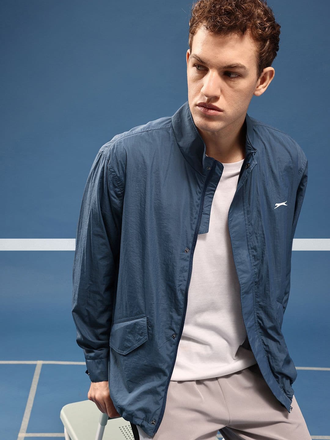 Slazenger Mock Collar Sporty Oversized Jacket - view 1