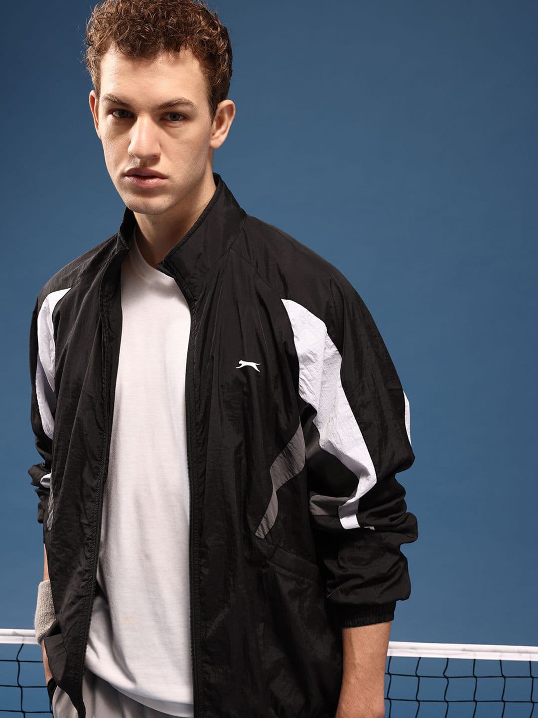 Slazenger Colourblocked Mock Collar Sporty Oversized Jacket - view 1