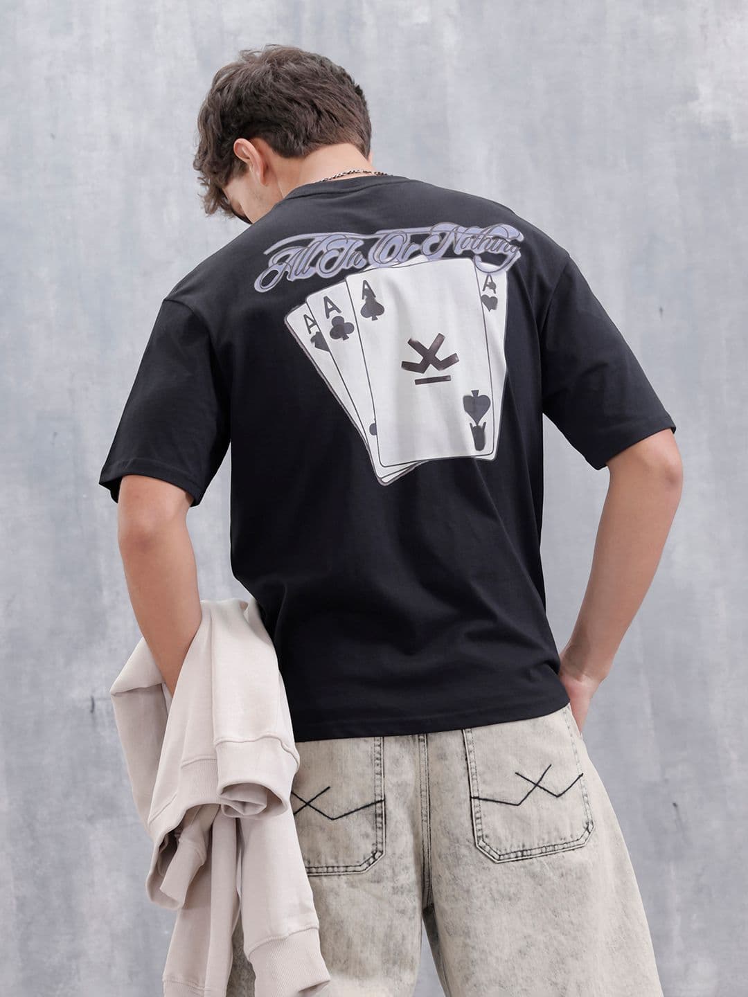 WROGN Men Typography Printed Round Neck Cotton Relaxed Fit T-shirt - view 1