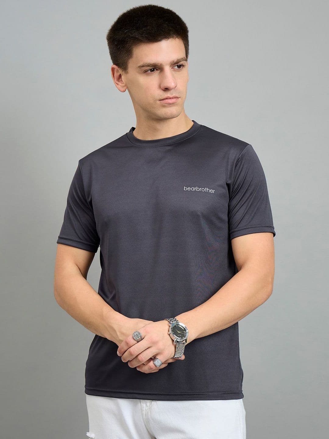 bearbrother Men Solid Round Neck Anti Odour T-shirt - view 1