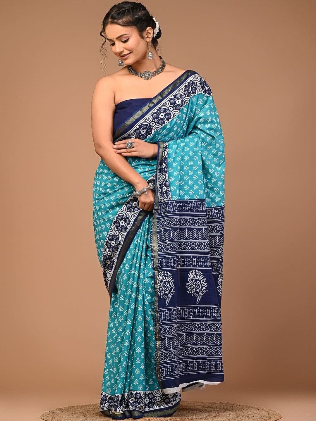 Moda Rapido Ethnic Motifs Zari Pure Cotton Ikat Saree - view 1