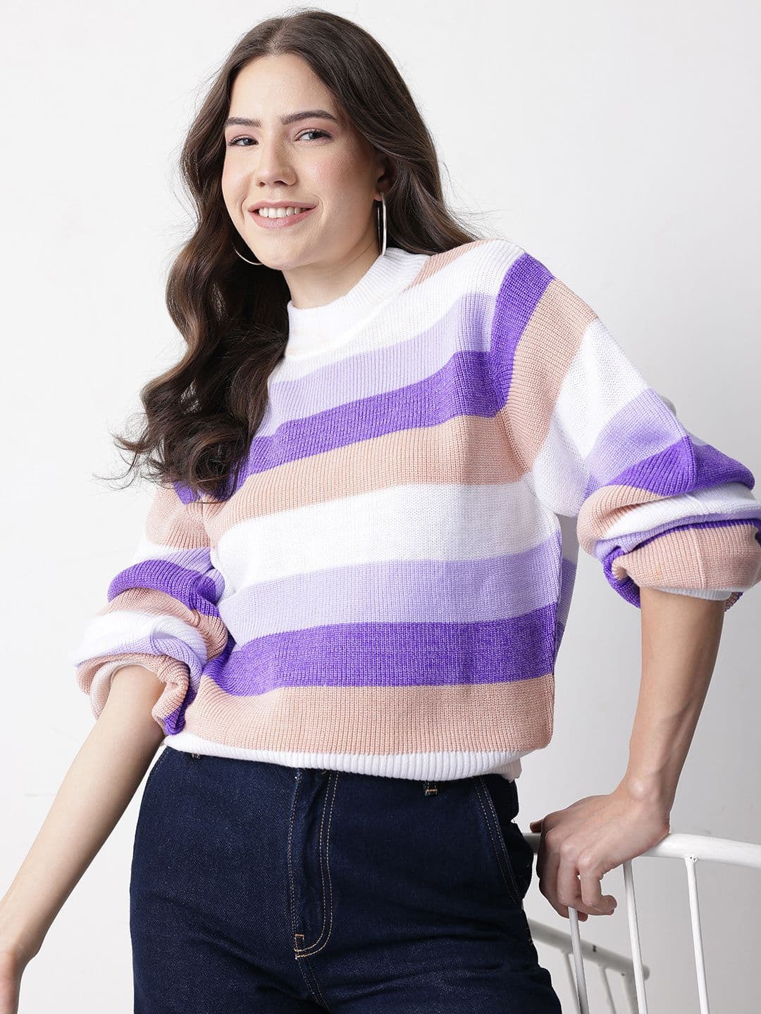 Mast & Harbour Multi-Striped Relaxed Pullover - view 1