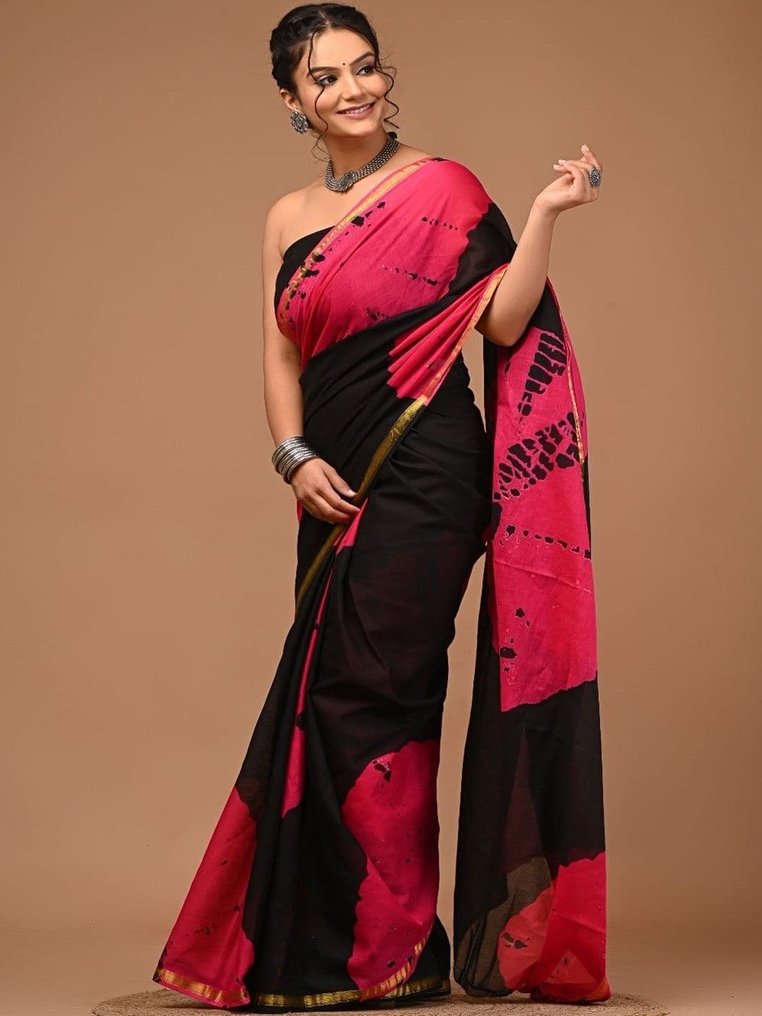 Moda Rapido Tie and Dye Zari Pure Cotton Ikat Saree - view 1