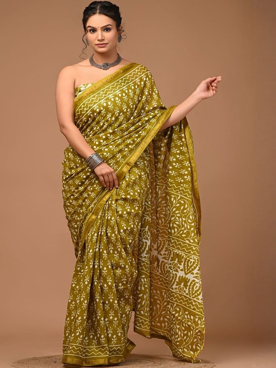 Moda Rapido Ethnic Motifs Pure Cotton Ikat Saree - view 1