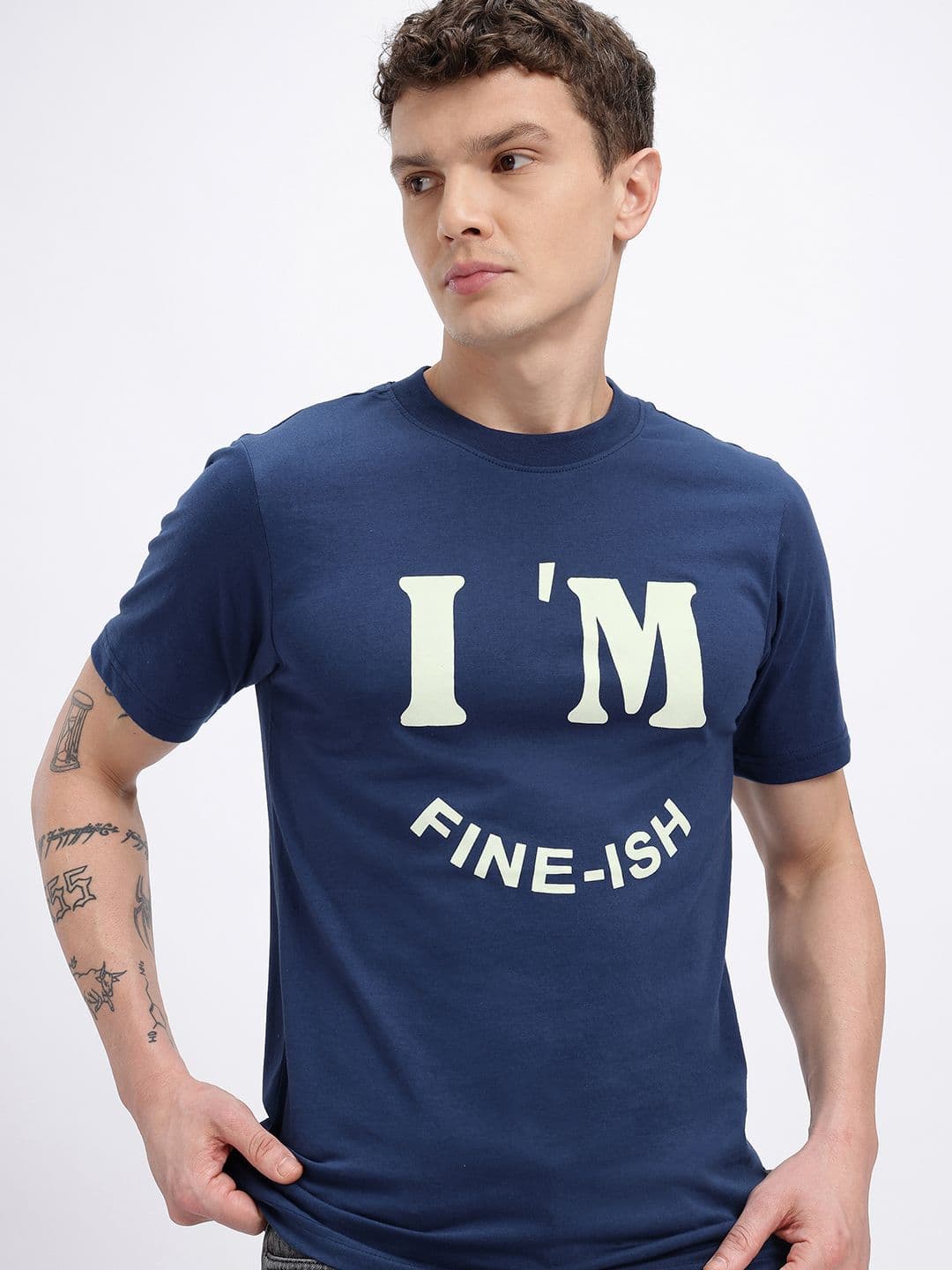 glitchez I'm Fine-ish Typography Regular Fit T-shirt - view 1