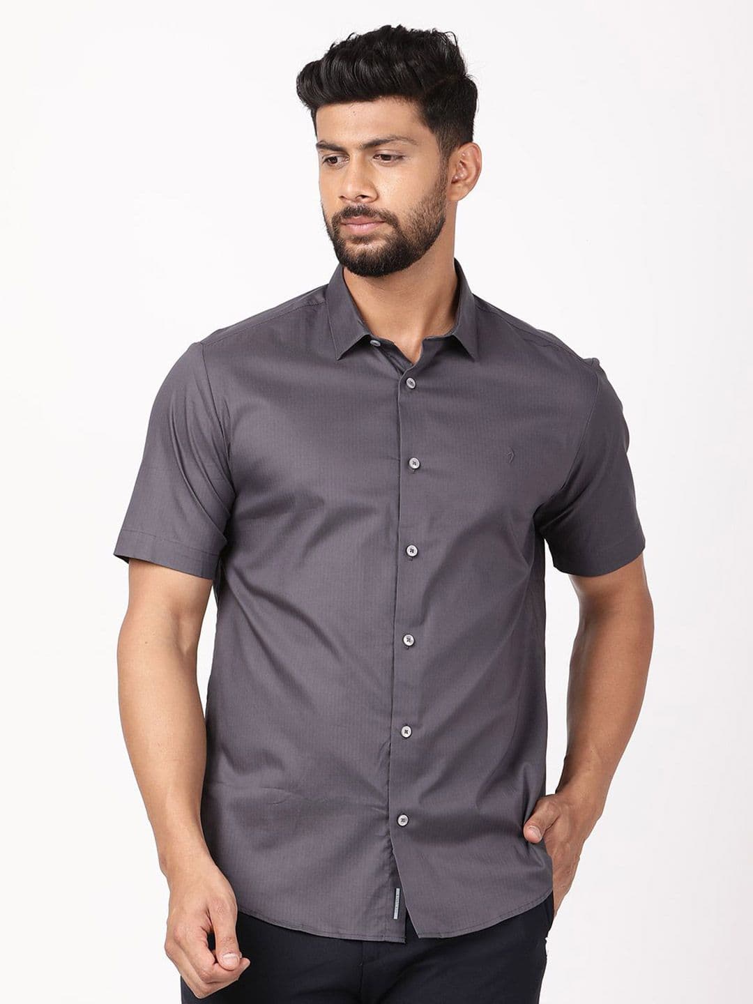 Indian Terrain Men Classic Fit Textured Spread Collar Formal Shirt - view 1