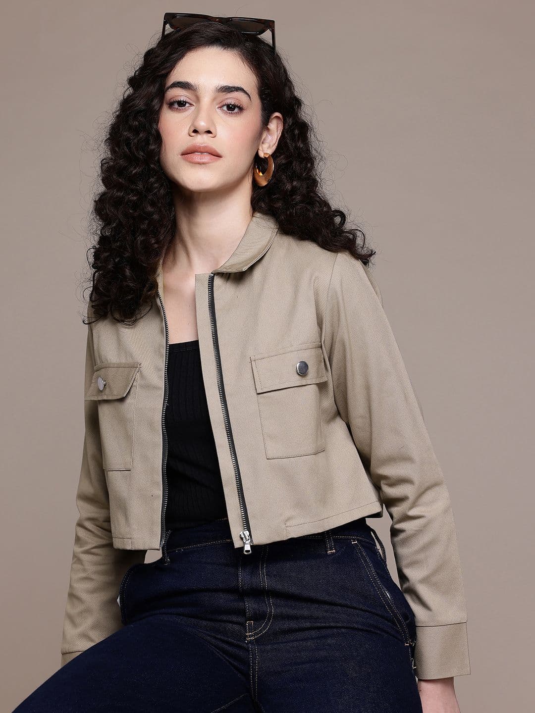 Popnetic Women Pure Cotton Crop Denim Jacket - view 1