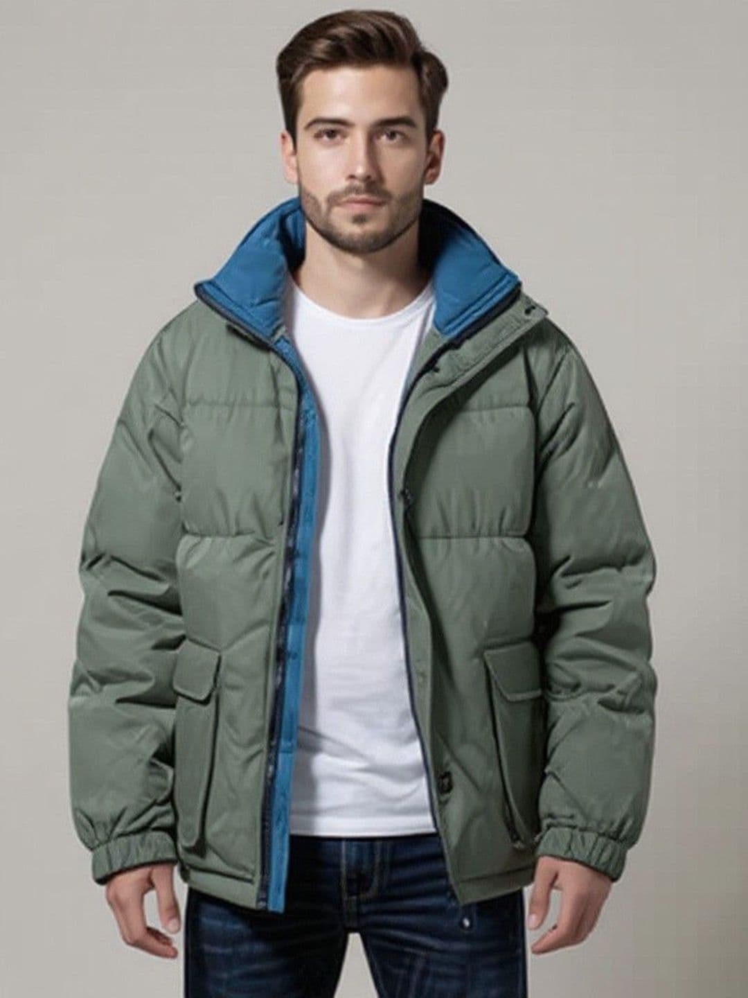 Mast & Harbour Men Solid Mock Collar Long Sleeves Puffer Jacket - view 1