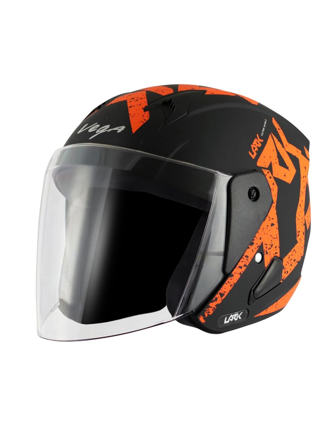 VEGA Unisex Lark Victor ISI Certified Lightweight Open Face Helmet- Dull Black Orange - L - view 1