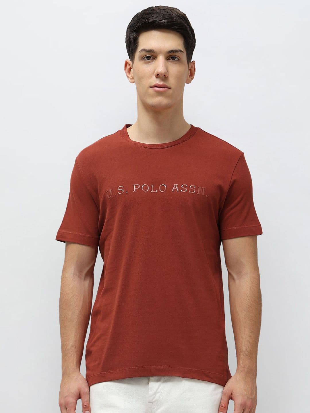 U.S. Polo Assn. Men Brand Logo Printed Round Neck Pure Cotton T-shirt - view 1