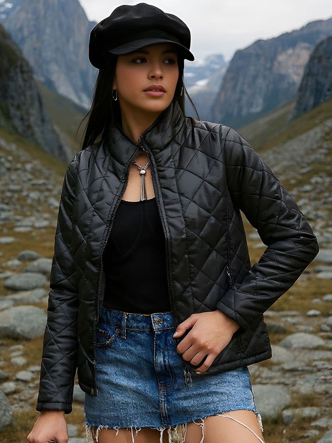 PINACOLADA Women Mock Collar Solid Lightweight Puffer Jacket - view 1