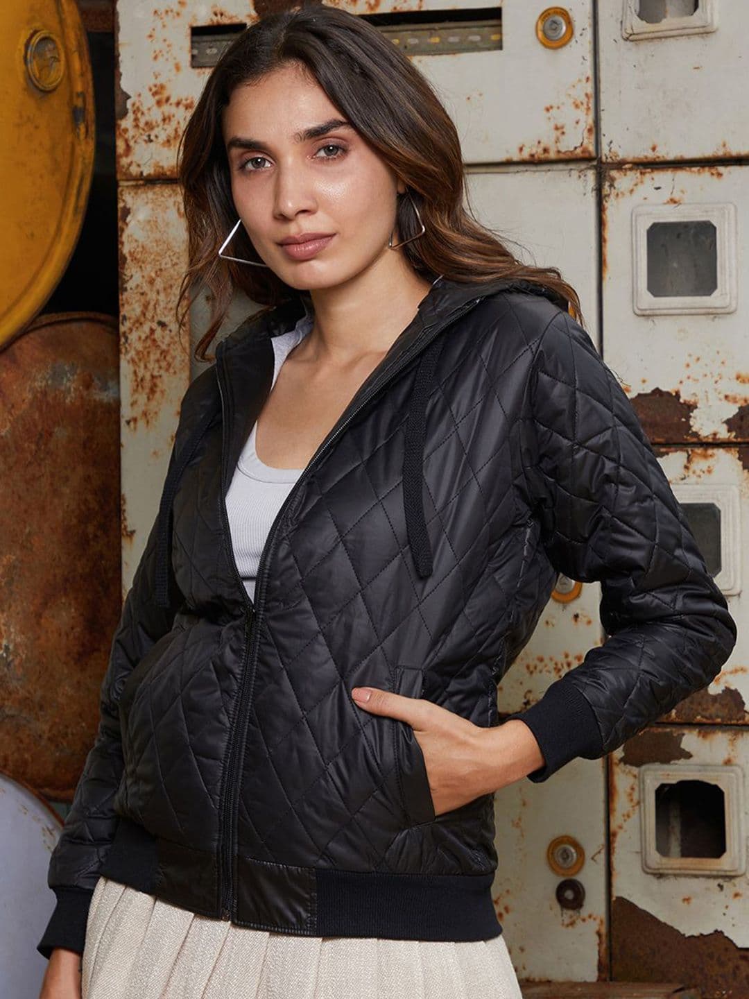 PINACOLADA Women Hooded Solid Lightweight Bomber Jacket - view 1