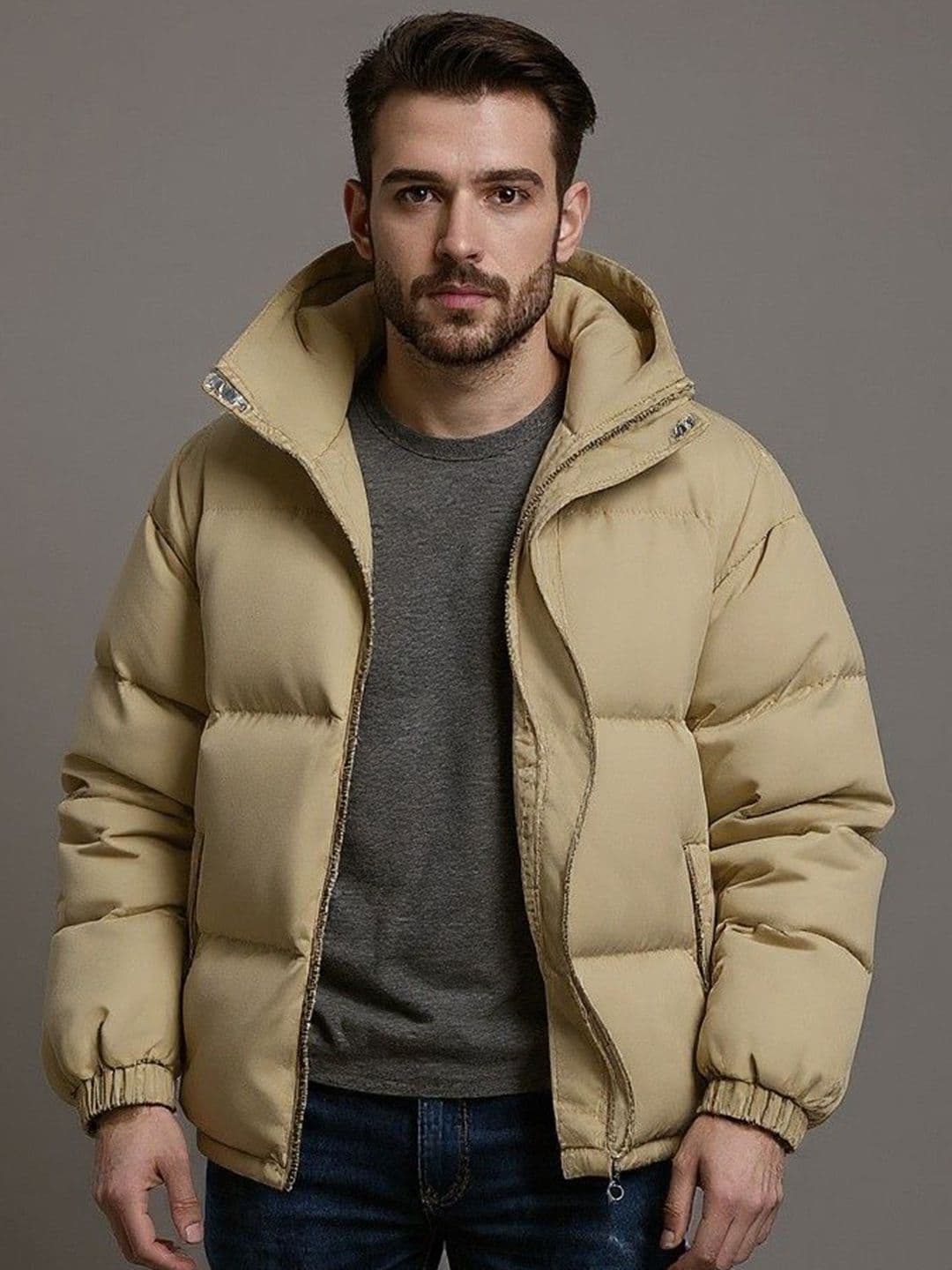 Mast & Harbour Men Hooded Solid Puffer Jacket - view 1