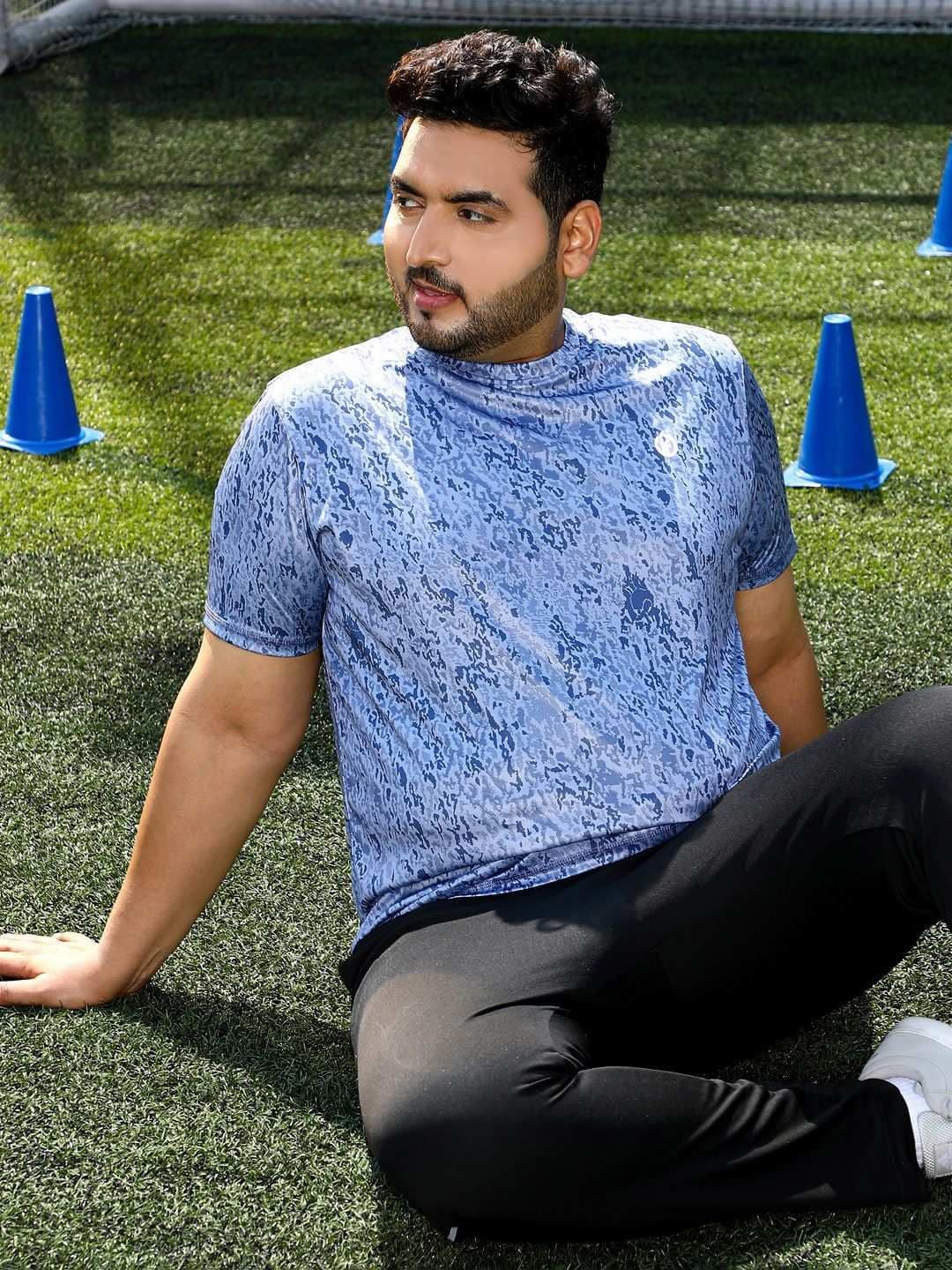 Instafab Plus Men Abstract Printed Round Neck Activewear T-shirt - view 1