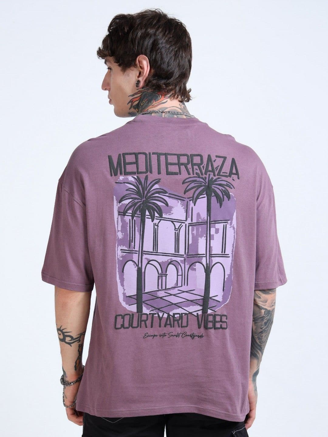 glitchez Men Graphic Printed Round Neck Pure Cotton Oversized T-shirt - view 1