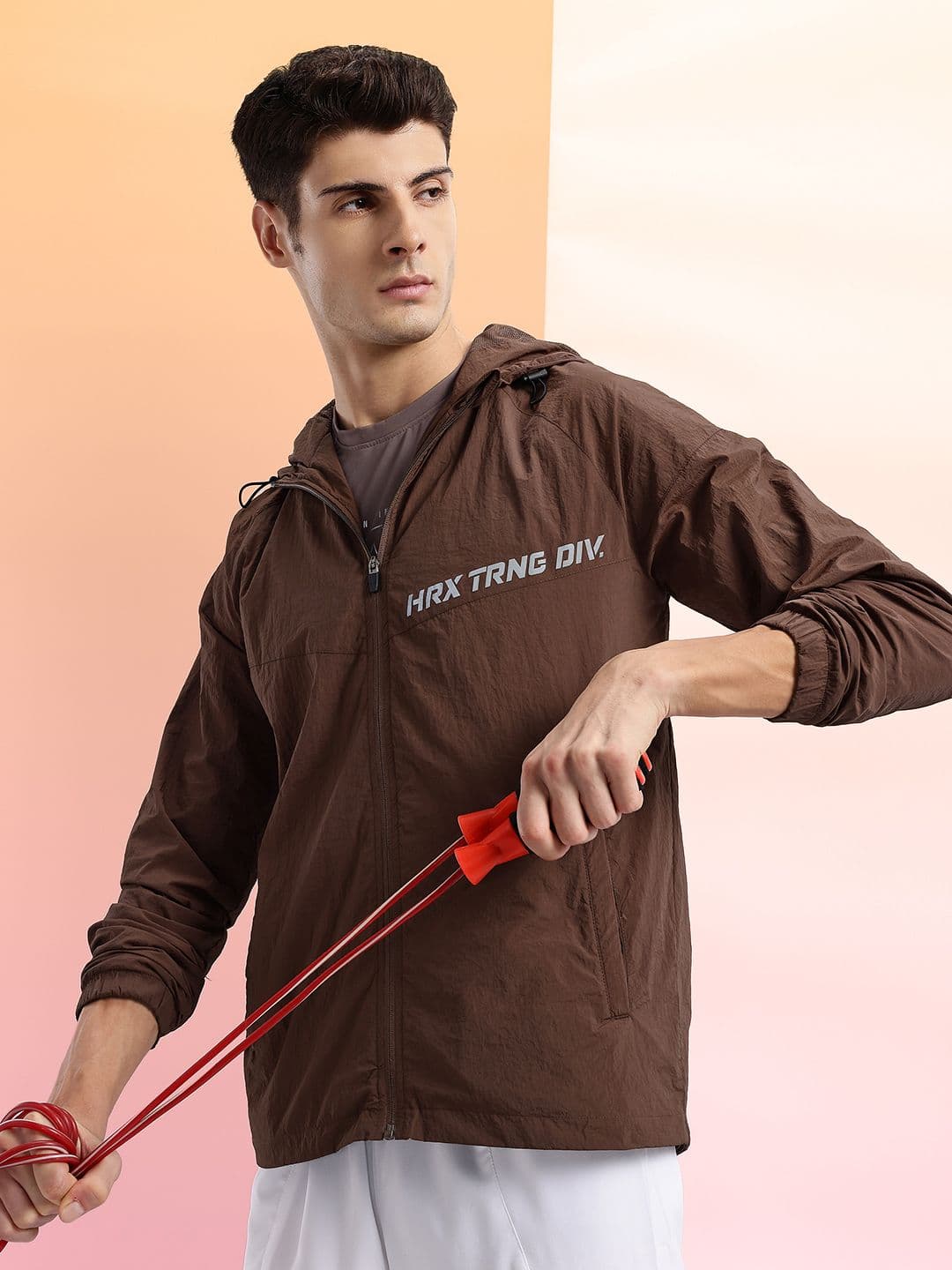 HRX by Hrithik Roshan Typography Training or Gym Sporty Jacket with Toggled Hem - view 1