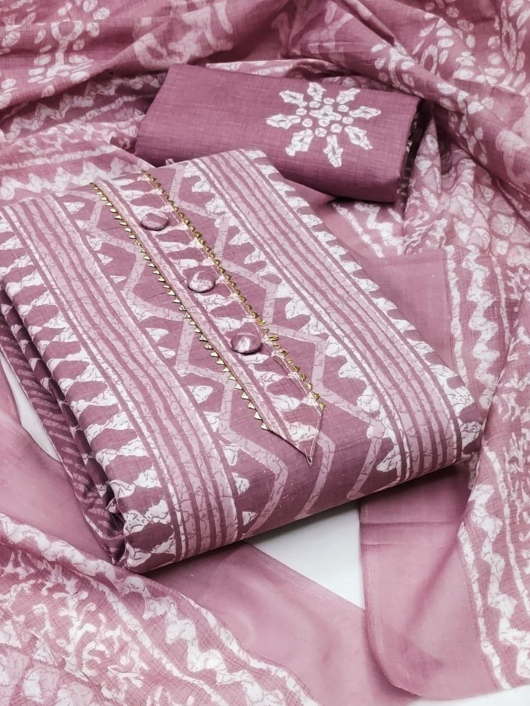 Moda Rapido Batik Printed Cotton Salwar Suit Dress Material with Matching Dupatta - view 1