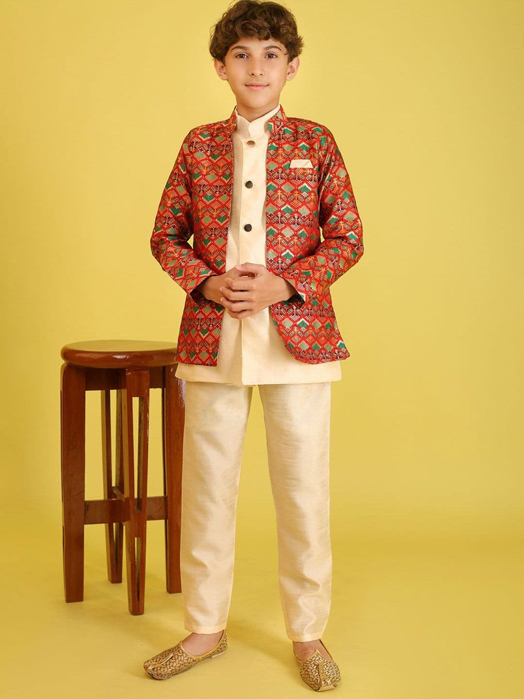 BAESD Boys Brocade Sherwani, Jacket With Trouser Set - view 1