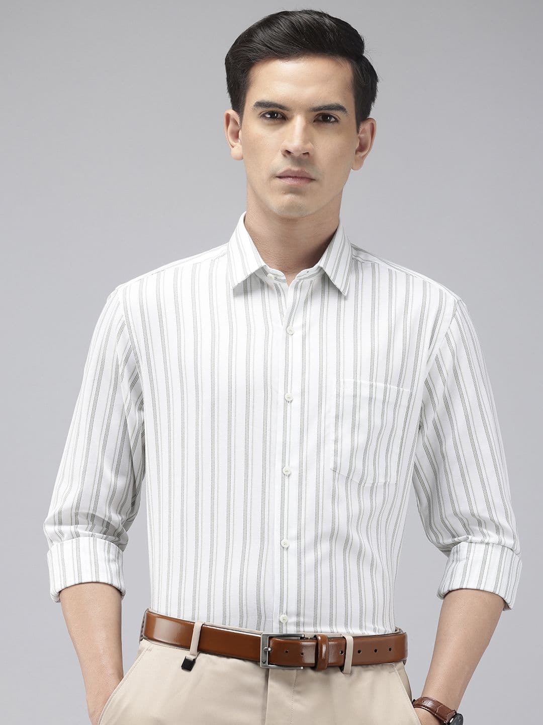 Arrow Pure Cotton Striped Manhattan Slim Fit Formal Shirt - view 1