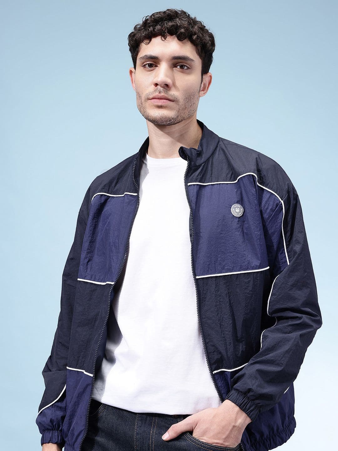 glitchez Panelled Colourblocked Windcheater Jacket - view 1