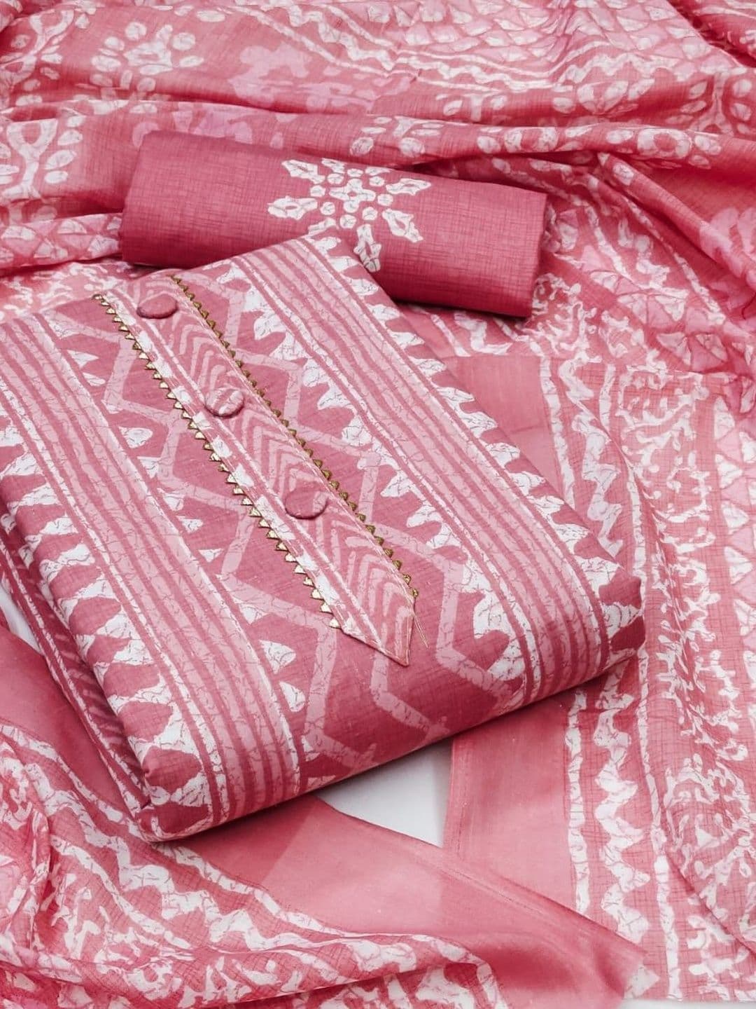 Moda Rapido Cambric Cotton Batik Printed Salwar Suit Dress Material with Matching Dupatta - view 1