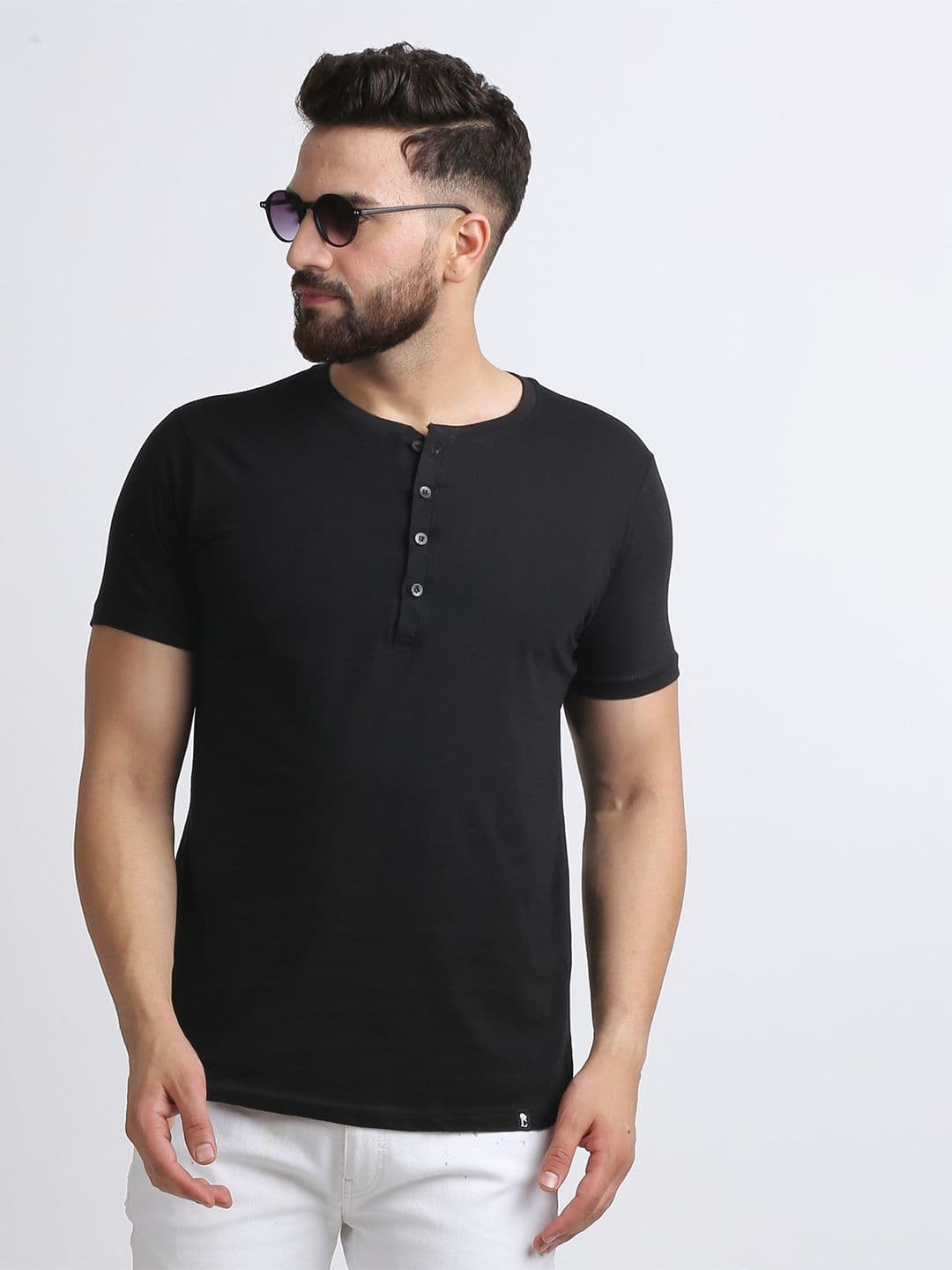 Leotude Men Solid Henley Neck Cotton T-shirt - view 1