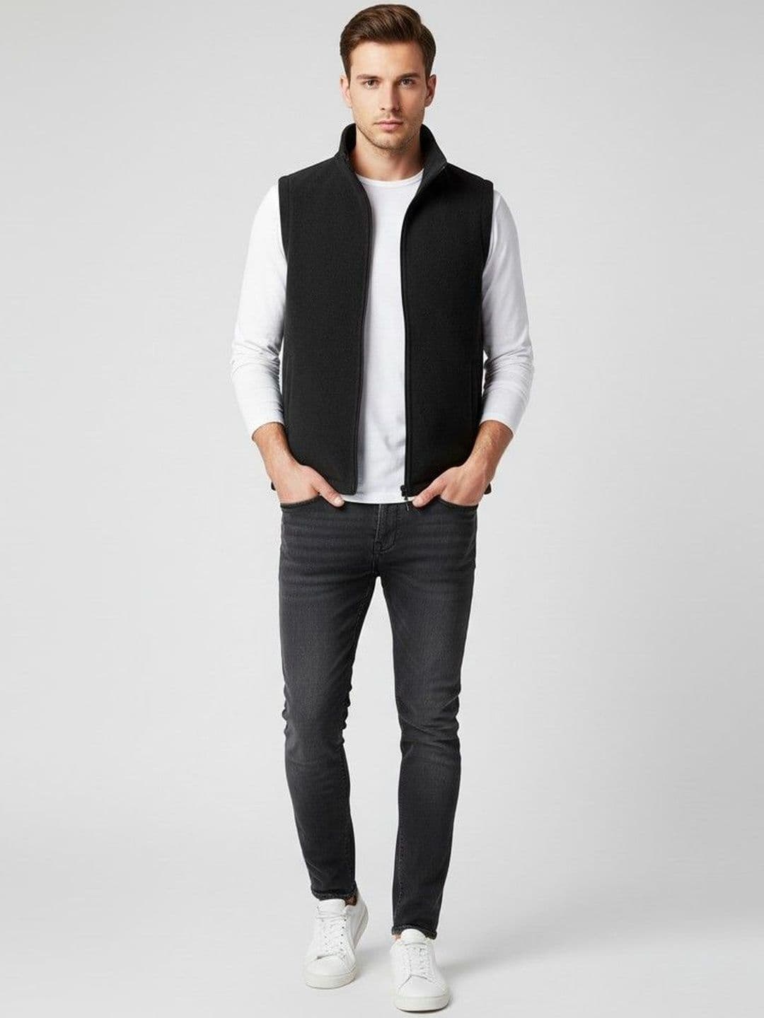 HERE&NOW Men Navy Blue Polyester Solid Jackets - view 1