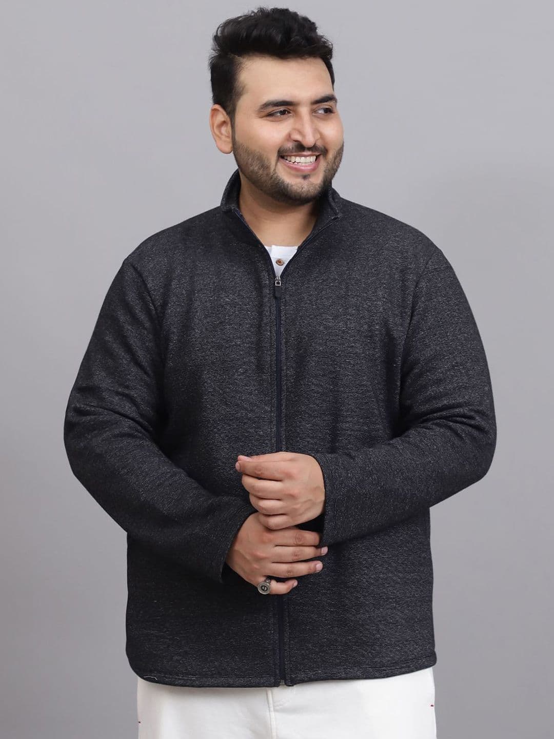 A AND K Men Plus Size Mock Collar Solid Lightweight Open Front Jacket - view 1