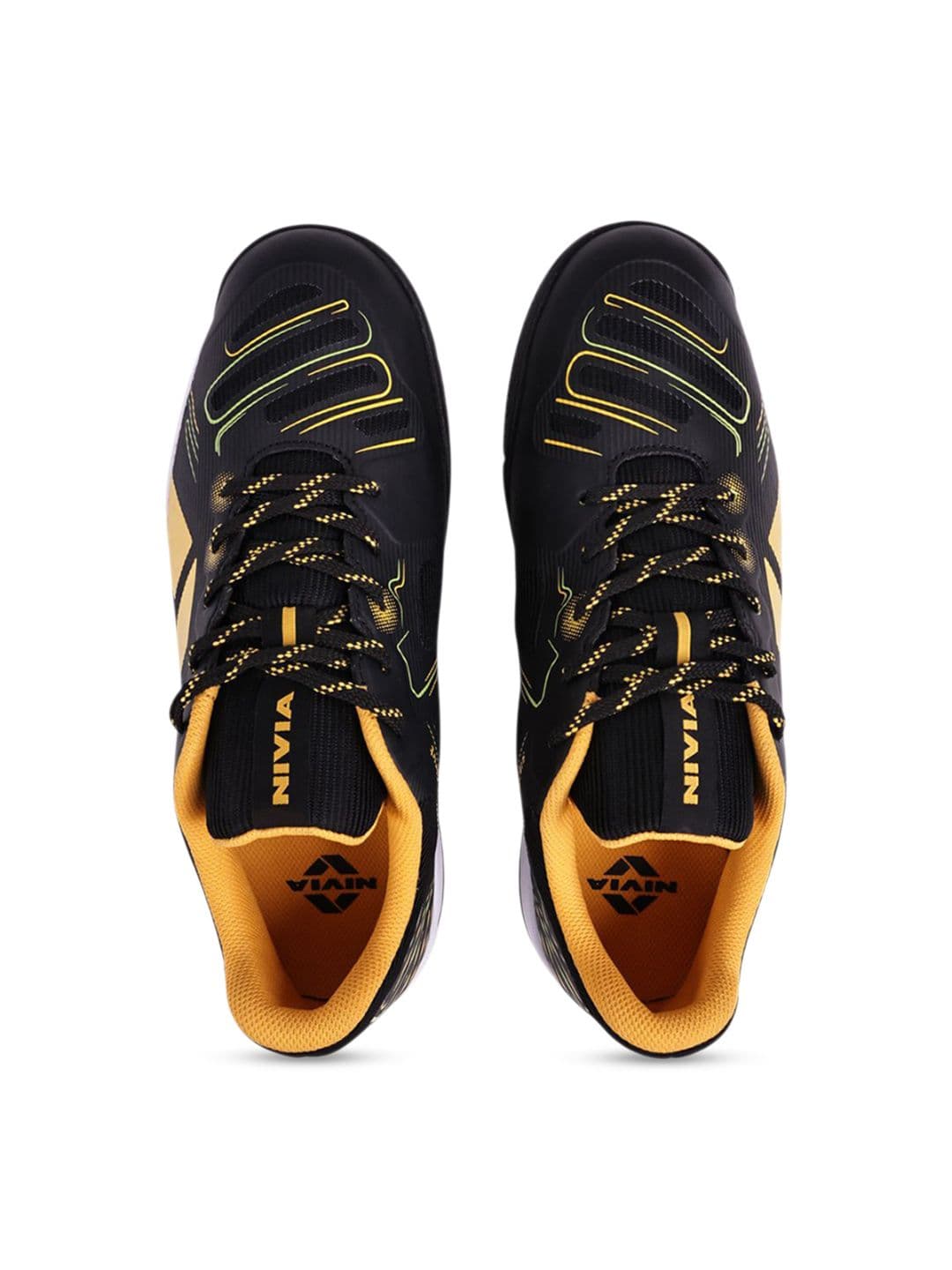 NIVIA Men Black & Yellow Mesh Badminton Shoes - view 1
