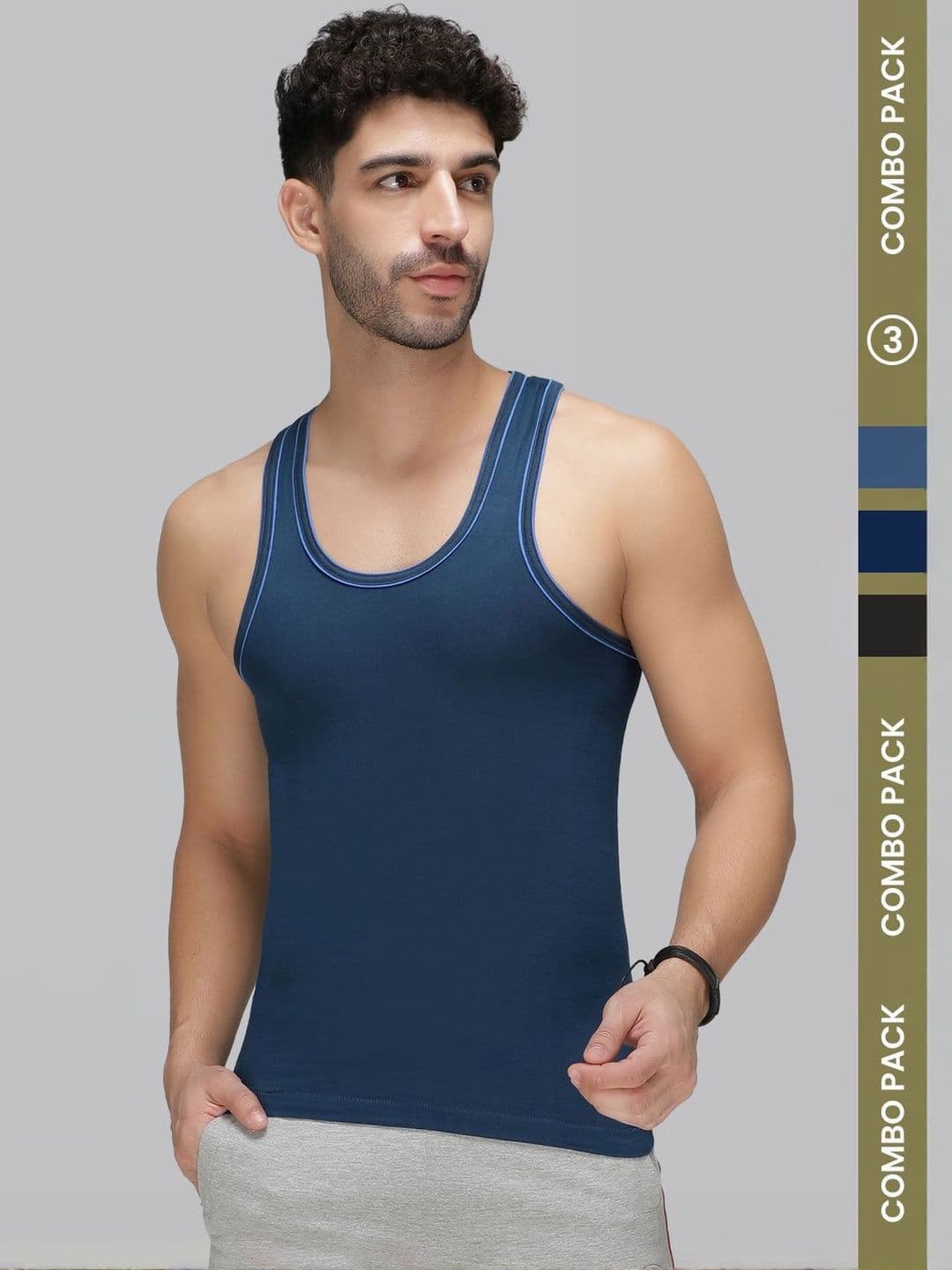 AMUL COMFY Pack Of 3 Cotton Solid Undershirt Innerwear Vests - view 1
