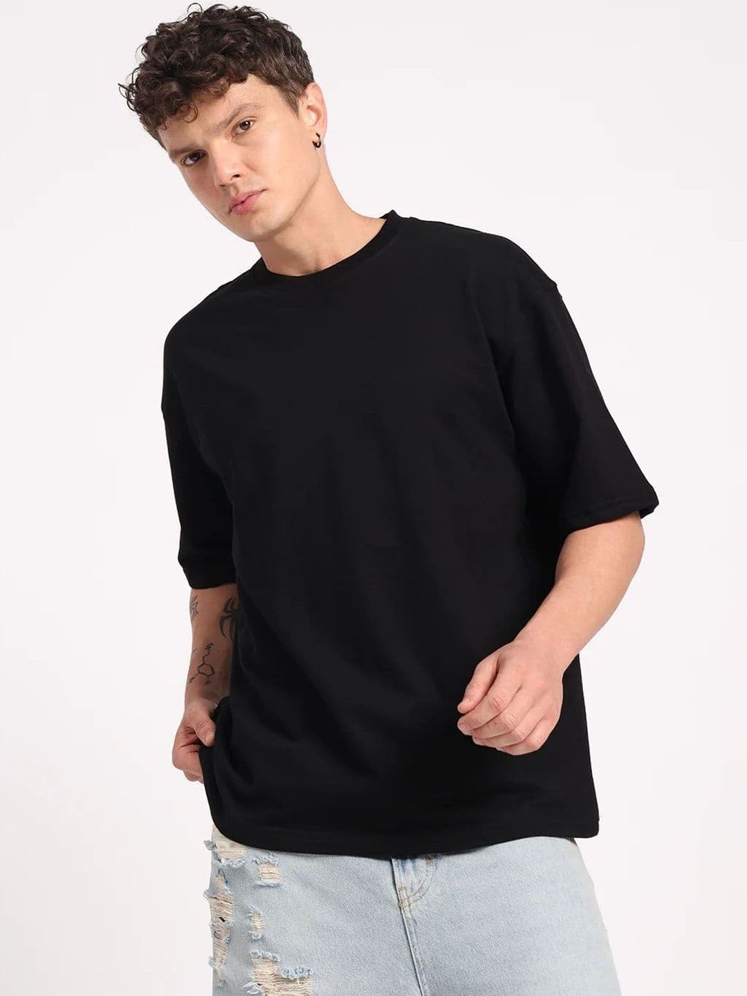 Moda Rapido Oversized Drop-Shoulder Sleeves Bio Finish Pure Cotton T-Shirt - view 1