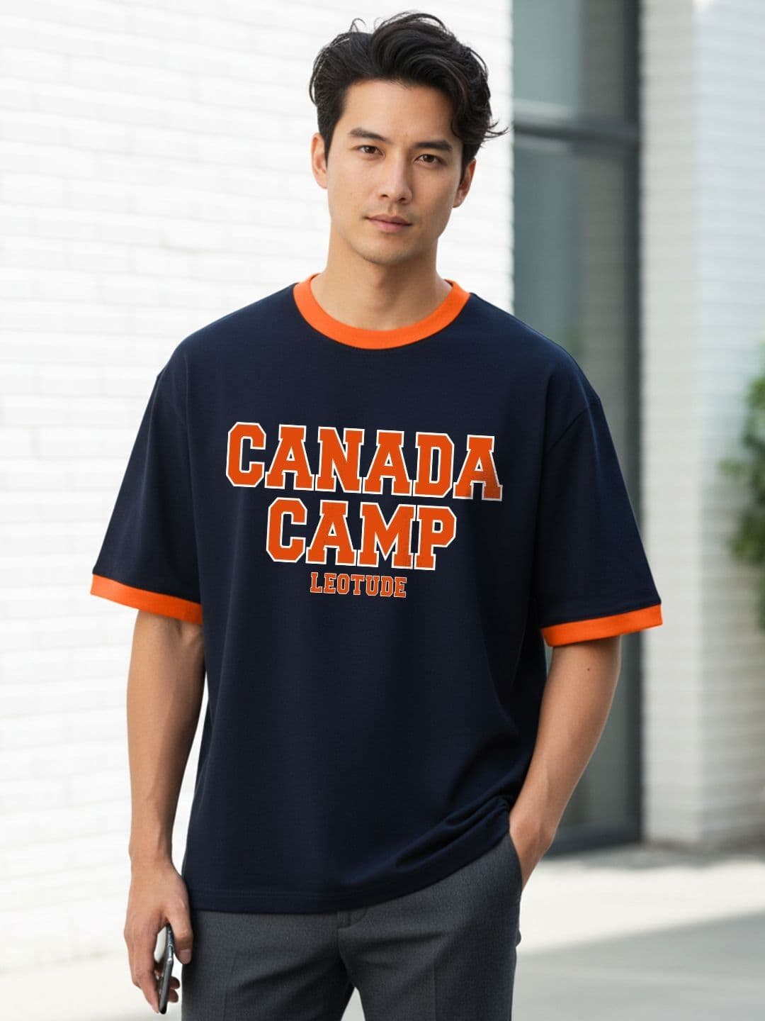 Leotude Typography Printed Round Neck Oversized T-shirt - view 1