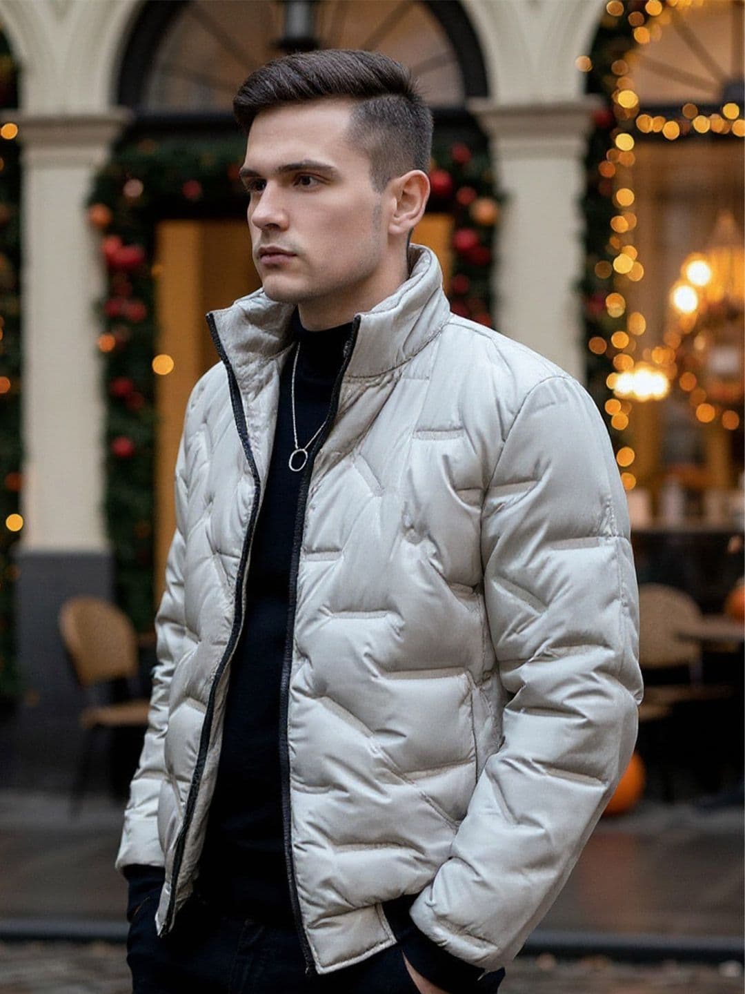 HERE&NOW Men Solid Stand Collar Tailored Jacket - view 1