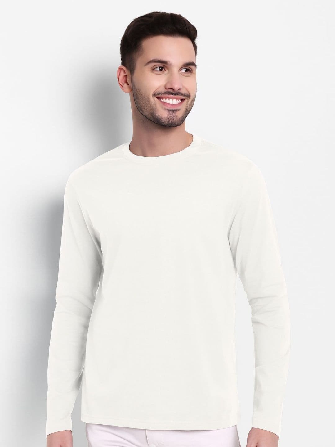 inner element Round Neck Long Sleeves Cotton Regular Fit T-shirt - view 1