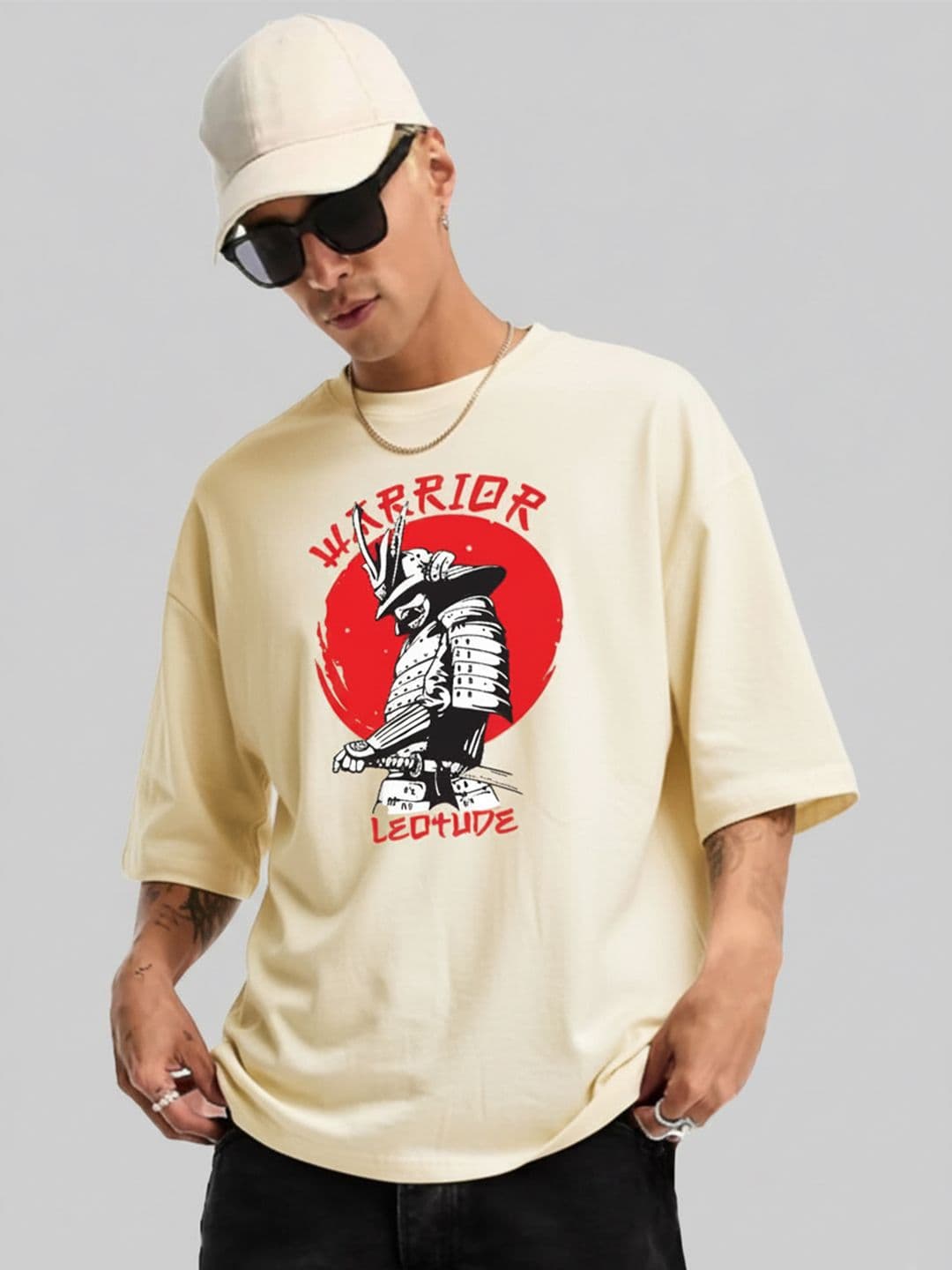 Leotude Men Graphic Printed Round Neck Cotton Relaxed Fit T-shirt - view 1