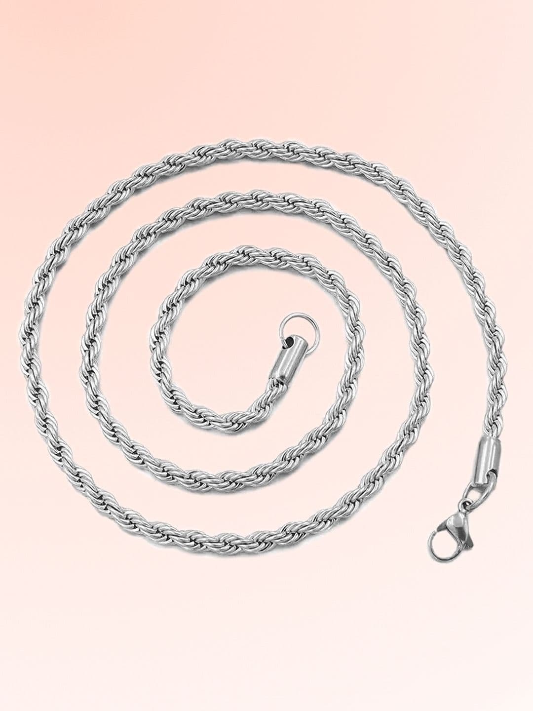 Peora Men Silver-Plated Stainless Steel Rope Chain - view 1