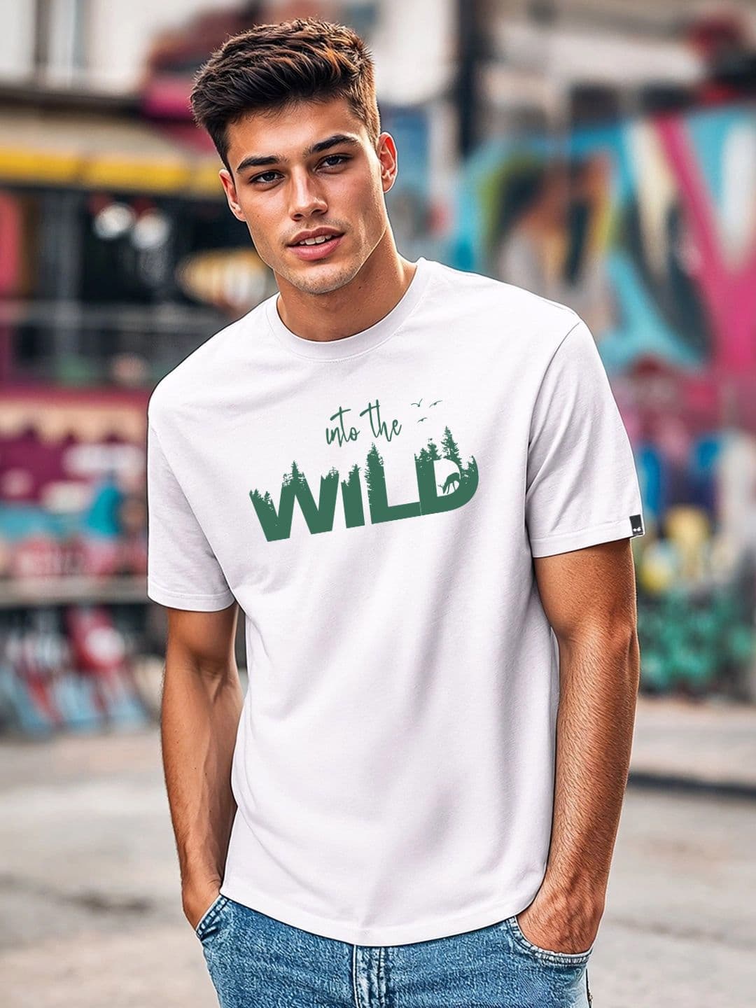 Bewakoof Men White Into The Wild Graphic Printed T-shirt - view 1