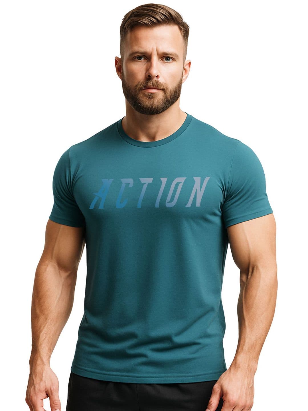 3Colors Typography Printed Round Neck Short Sleeves T-shirt - view 1