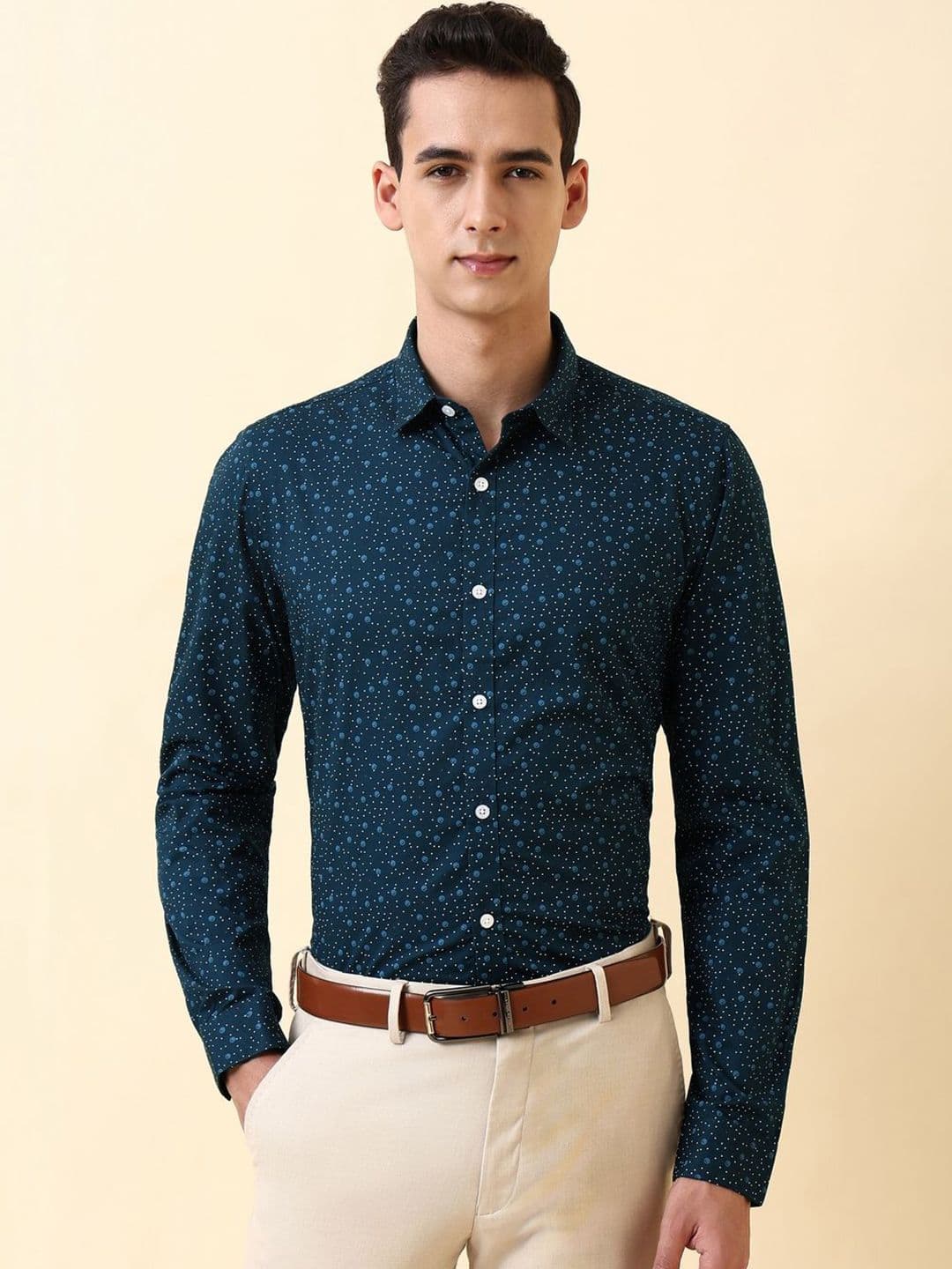 Allen Solly Slim Fit Micro Ditsy Printed Pure Cotton Formal Shirt - view 1