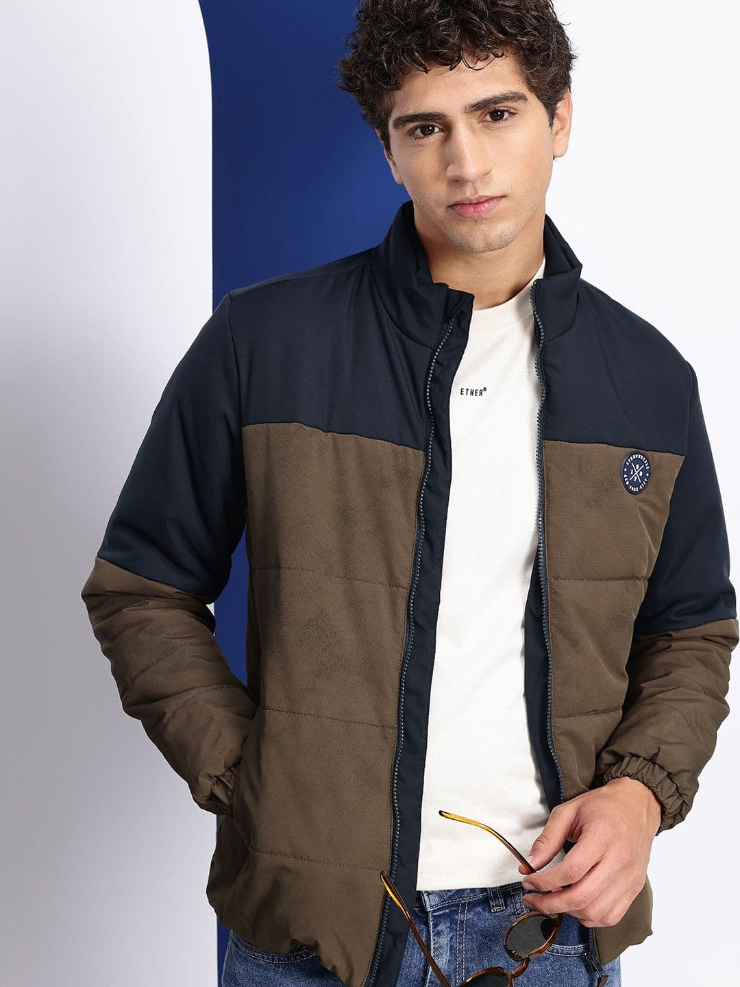 Aeropostale Mock Collar Colourblocked Padded Jacket - view 1