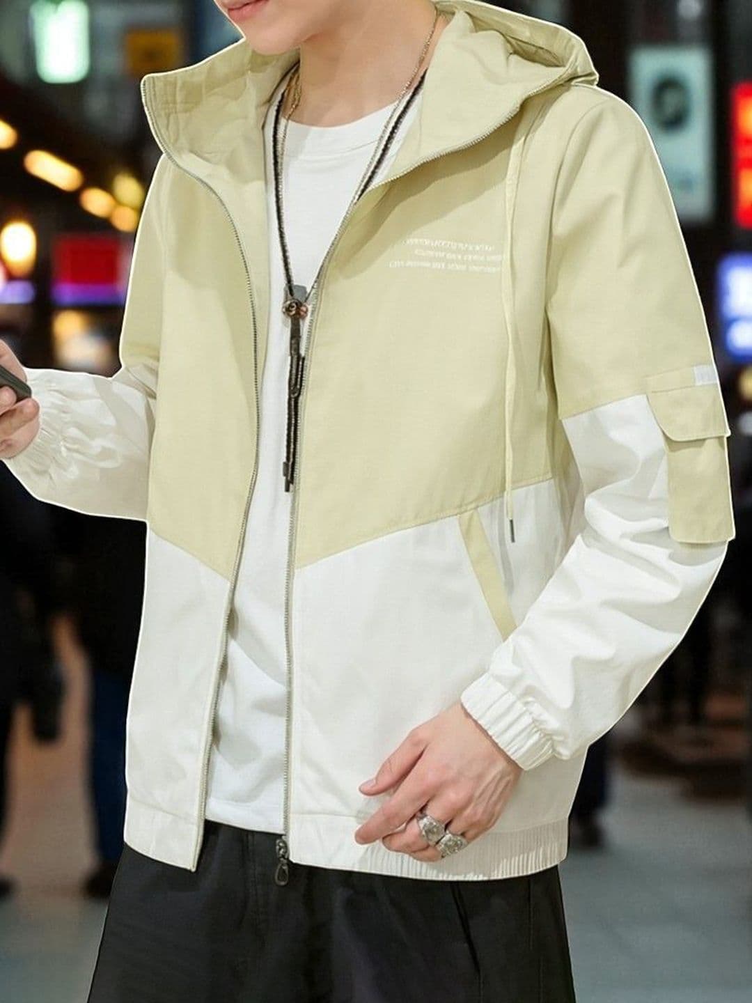 PLUS 91 Men Hooded Colourblocked Bomber Jacket - view 1